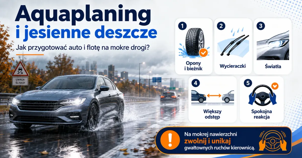 Aquaplaning i jesienne deszcze: jak przygotować auto i flotę na mokre drogi?