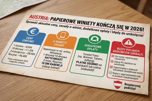 Austria 2026: koniec papierowych winiet i nowe ceny. Co musi wiedzieć polski kierowca?
