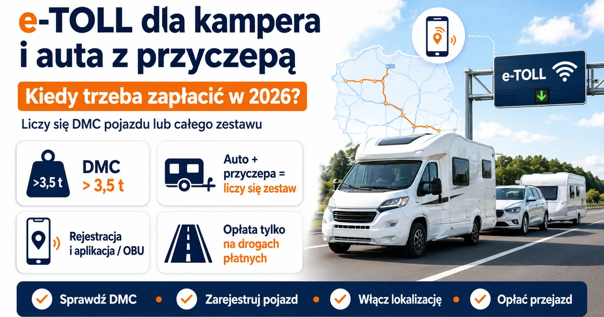 e-TOLL dla kampera i auta z przyczepą w 2026: kiedy trzeba zapłacić za przejazd?