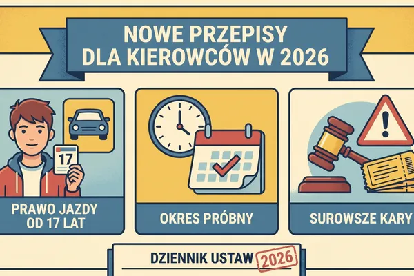 Nowe przepisy dla kierowców 2026: prawo jazdy od 17 lat, okres próbny i surowsze kary
