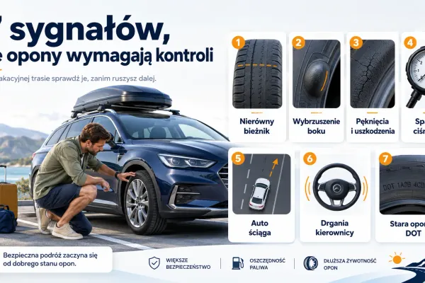 Opony po wakacyjnej trasie: 7 sygnałów, że wymagają kontroli lub wymiany