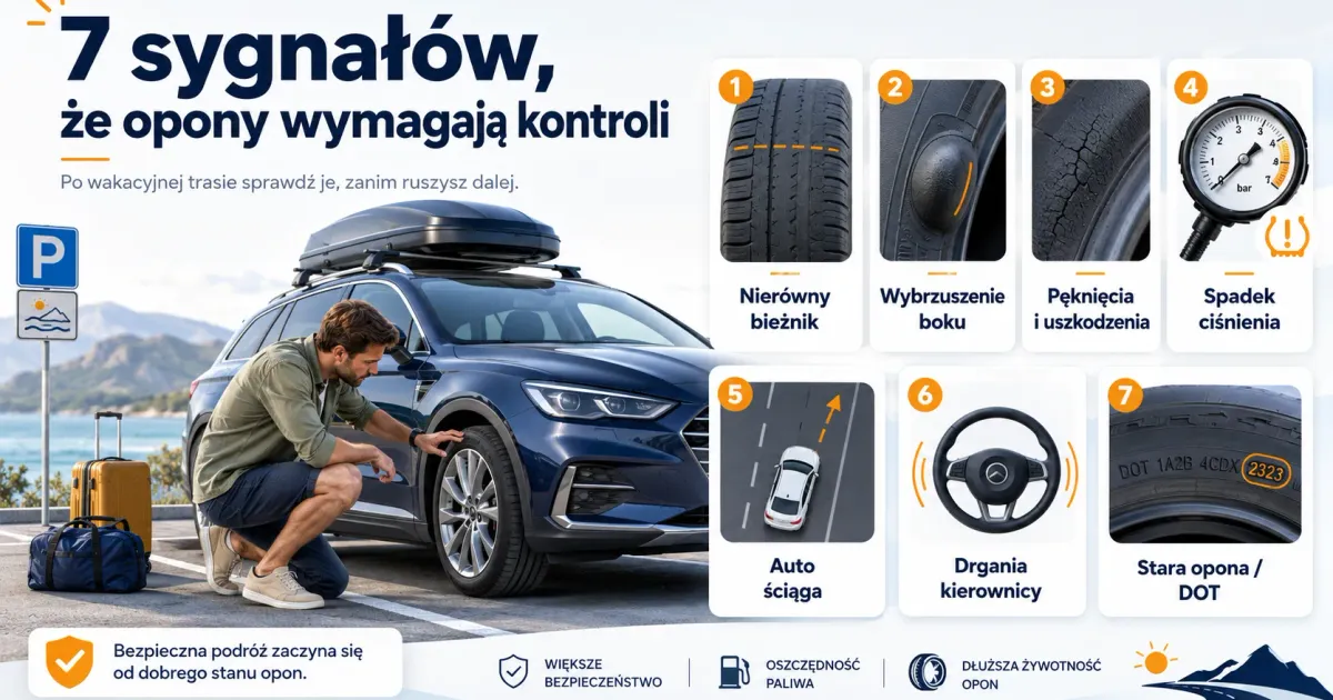 Opony po wakacyjnej trasie: 7 sygnałów, że wymagają kontroli lub wymiany